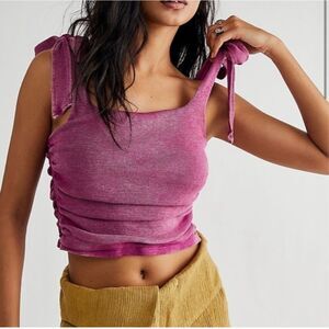 Free People Boulevard Side Smocked Tank Magenta Size M